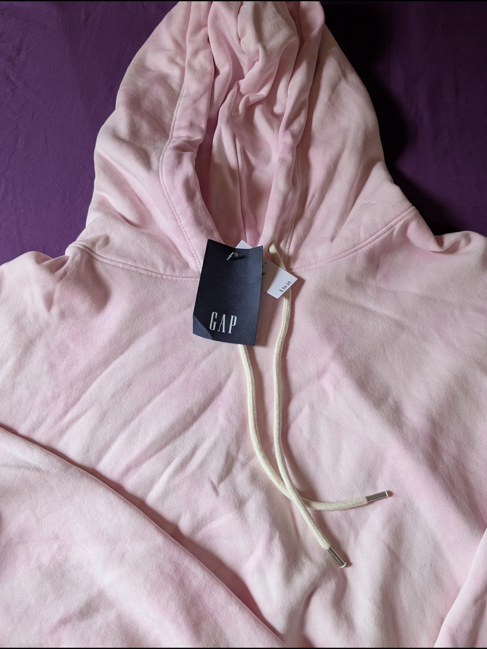 NWT GAP Tie Dye Soft Pink Cropped Hoodie with Drawstring - Picture 1 of 7